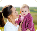woman holding her baby
