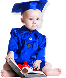 baby wearing a graduation clothes